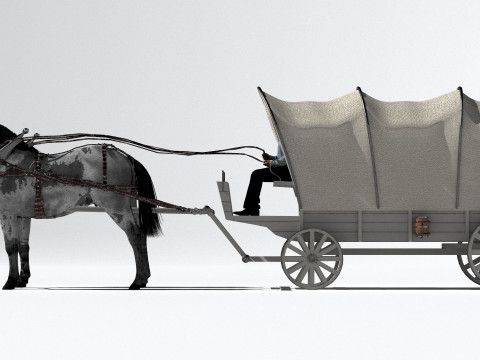 Horse-Drawn Wagon 2 3D Model