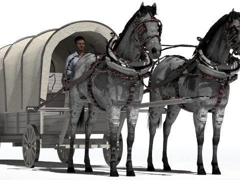 Horse-Drawn Wagon 2 3D Model