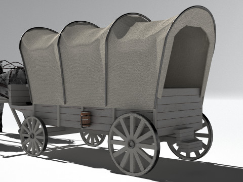 Horse-Drawn Wagon 2 3D Model