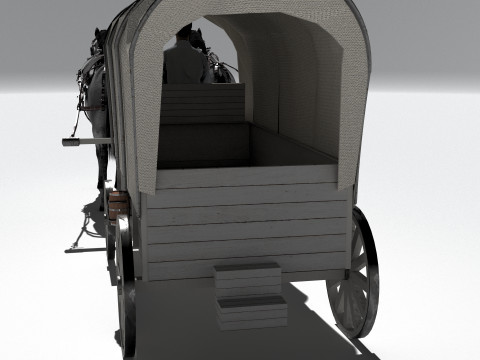 Horse-Drawn Wagon 2 3D Model