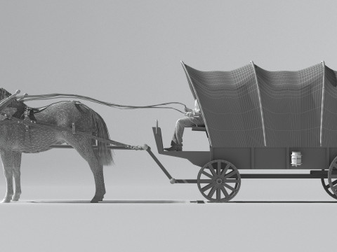 Horse-Drawn Wagon 2 3D Model