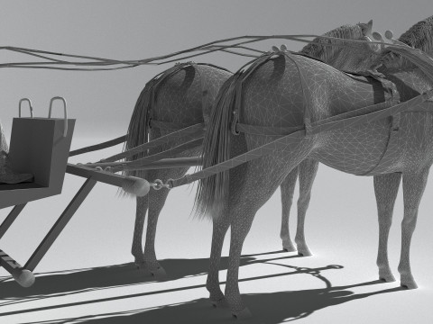 Horse-Drawn Wagon 2 3D Model