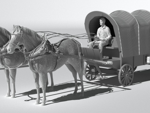 Horse-Drawn Wagon 2 3D Model
