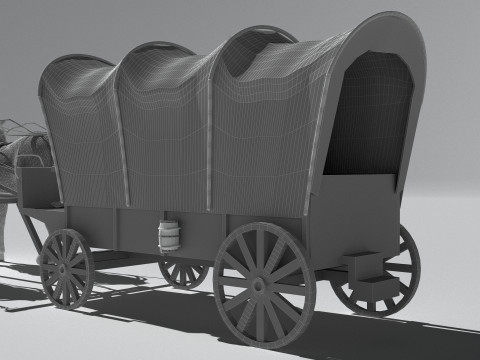 Horse-Drawn Wagon 2 3D Model