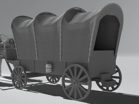 Horse-Drawn Wagon 2 3D Model