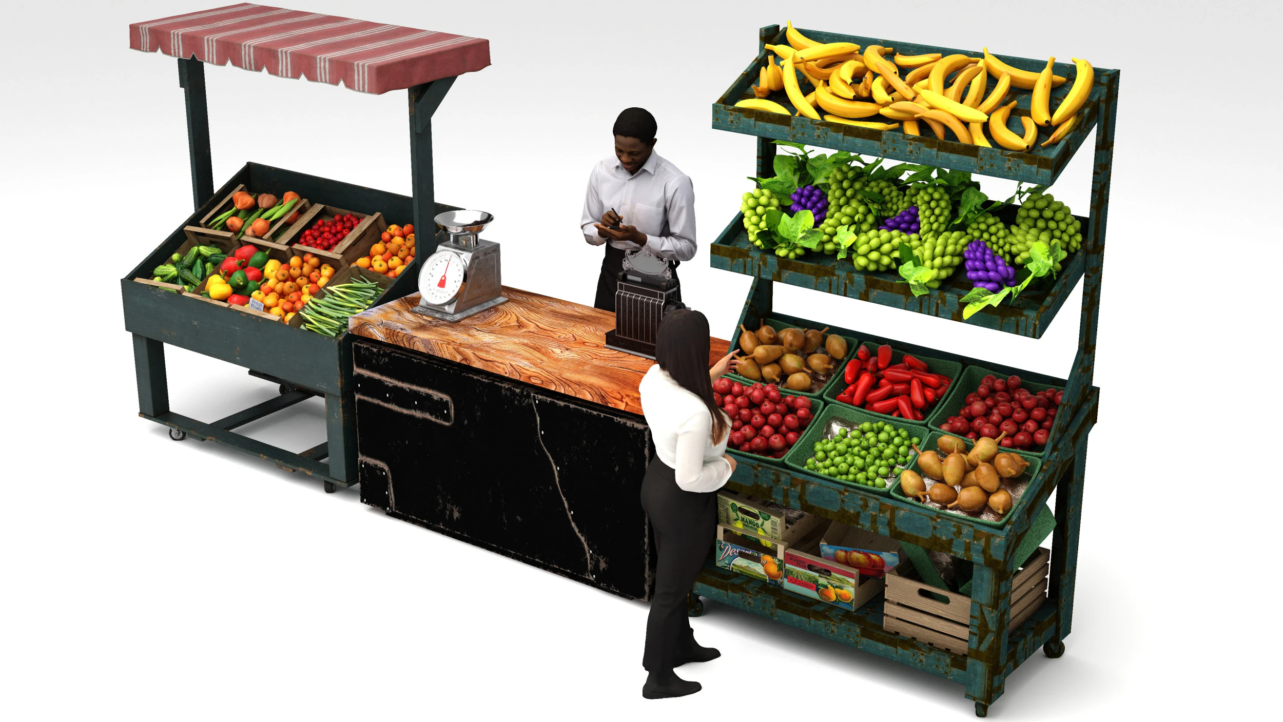 Greengrocer 3D Model .c4d .max .obj .3ds .fbx .stl .blend 