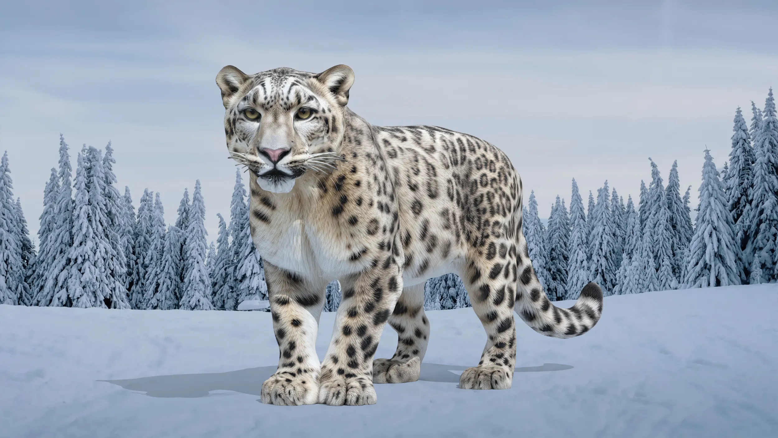 Snow Leopard 3D Model .c4d .max .obj .3ds .fbx .stl .blend