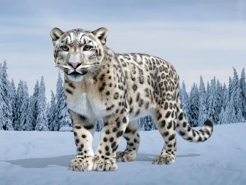 L&eacute;opard des neiges Modèle 3D