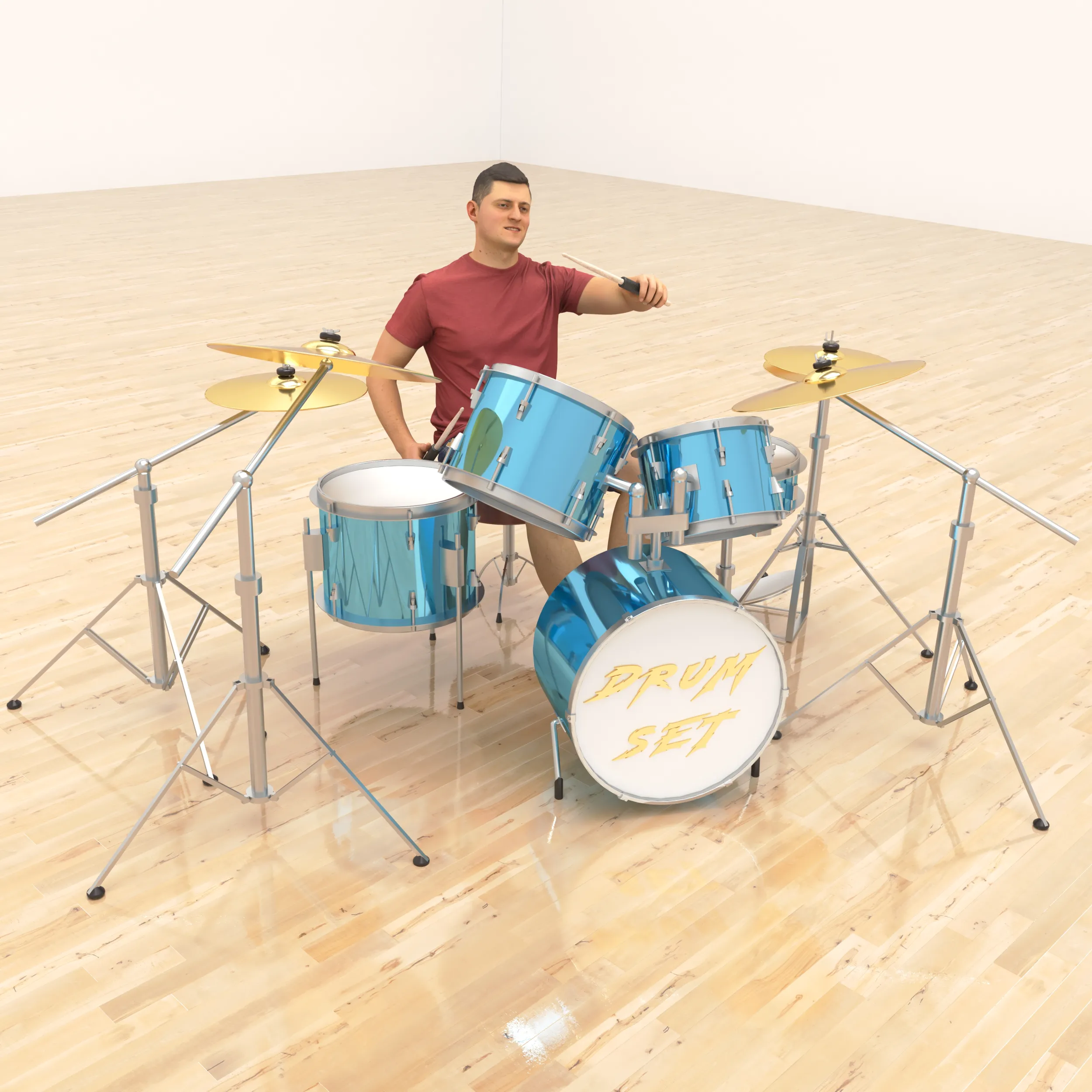 Drummer 2 3D Model .c4d .max .obj .3ds .fbx .stl .blend 