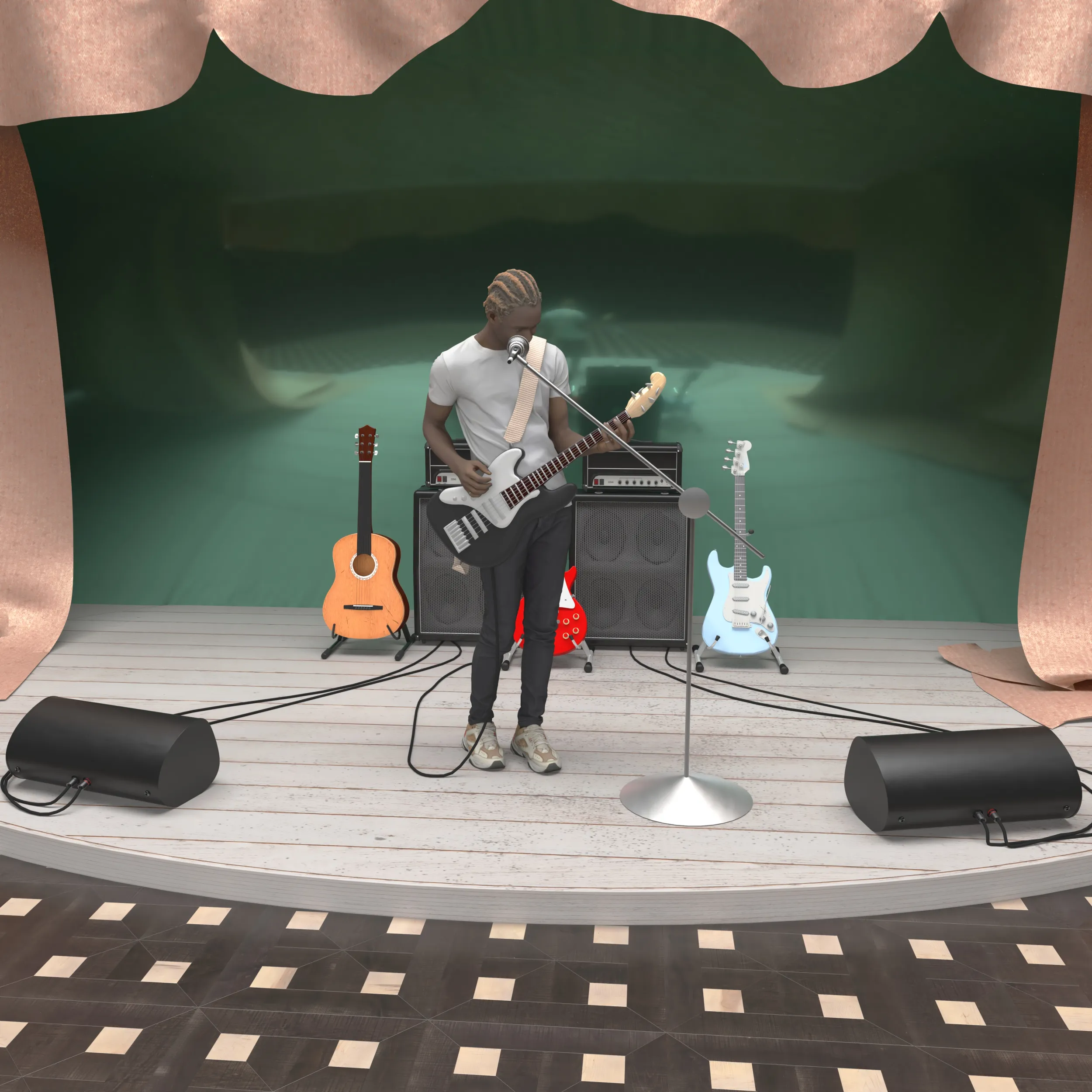 Musician 3D Model .c4d .max .obj .3ds .fbx .stl .blend 