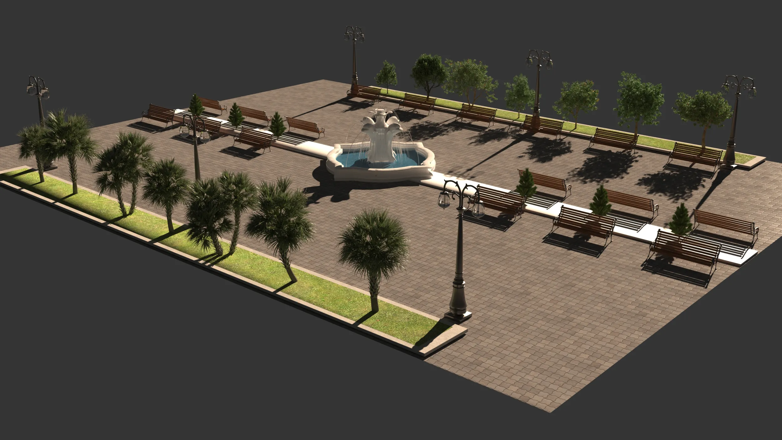 Dolphin Park 3D Model .c4d .max .obj .3ds .fbx .stl .blend 