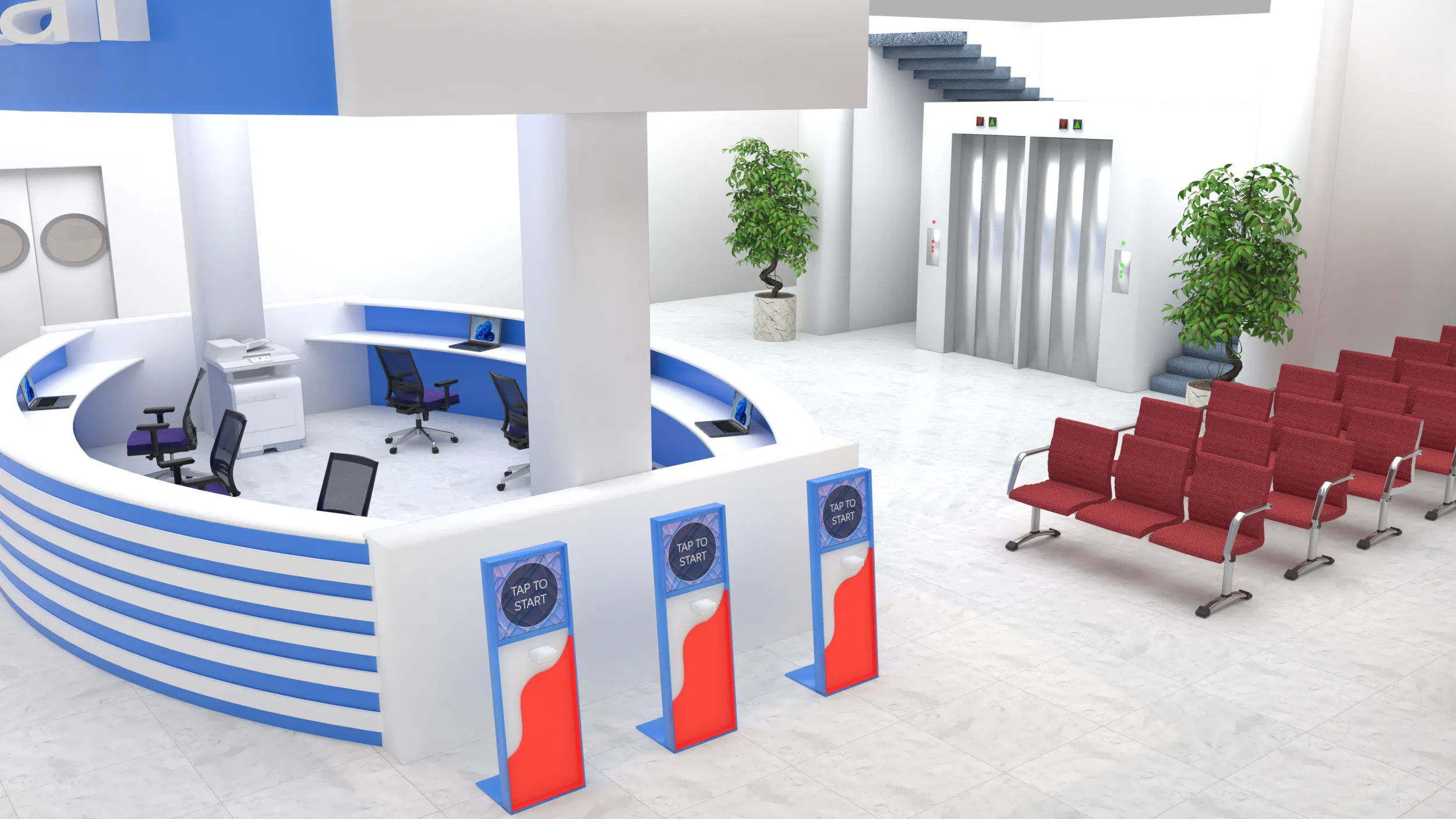 Hospital Lobby 3D Model .c4d .max .obj .3ds .fbx .stl .blend 