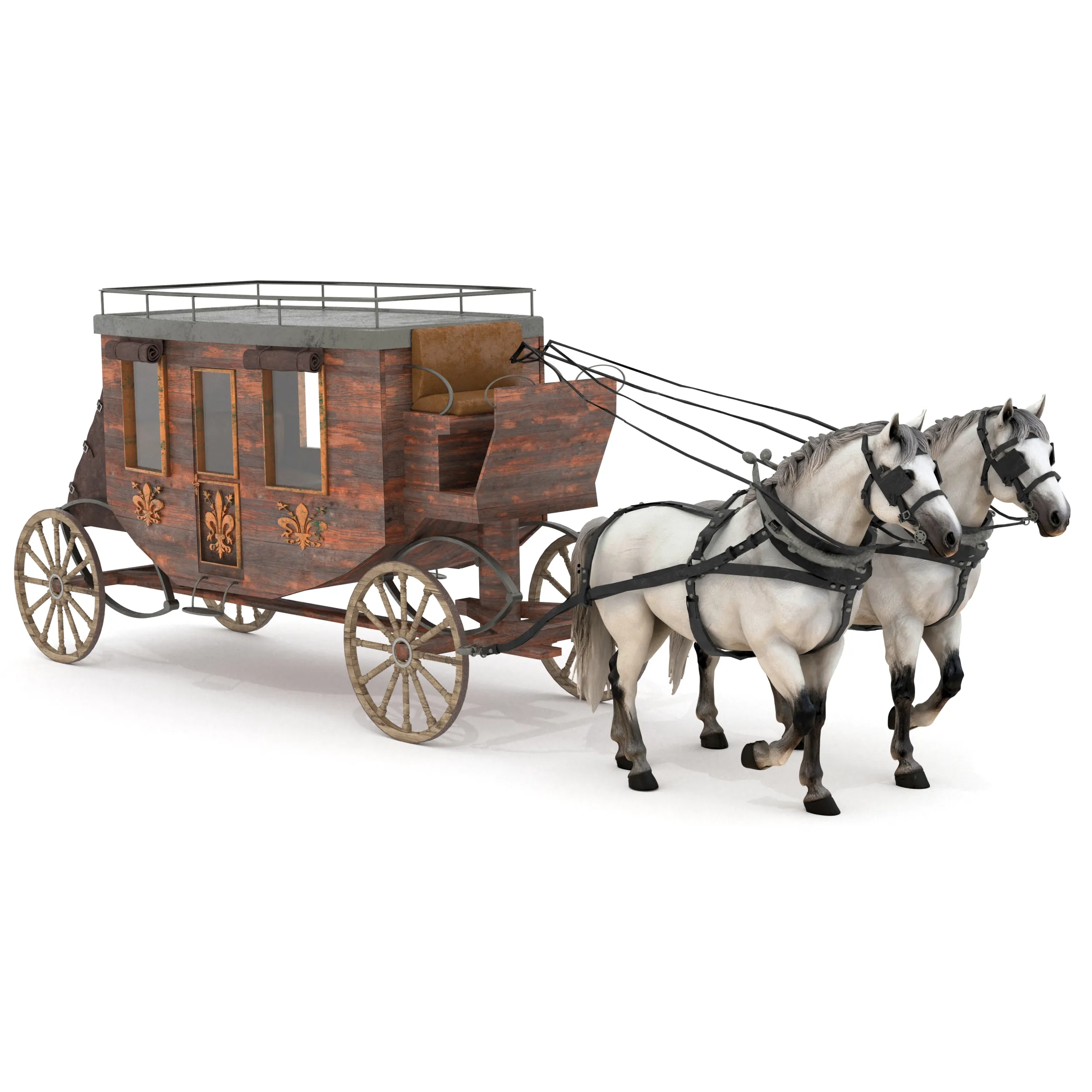 Stage Wagon 3D Model .c4d .max .obj .3ds .fbx .stl .blend 