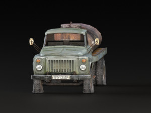 a garage with a tractor a truck and a car 3D मॉडल