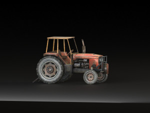 a garage with a tractor a truck and a car 3D मॉडल