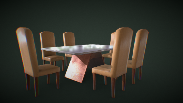 dining table with chairs 3D 모델 .c4d .max .obj .3ds .fbx .stl .blend 