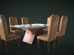 dining table with chairs 3D मॉडल