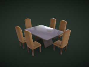dining table with chairs 3D 모델
