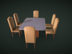 dining table with chairs 3D 모델