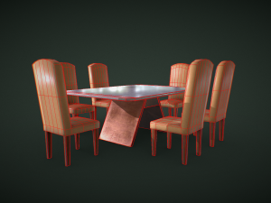 dining table with chairs 3D 모델