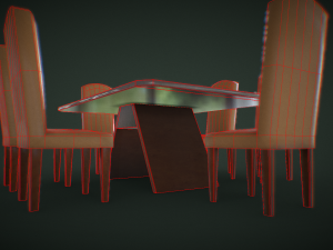 dining table with chairs 3D 모델
