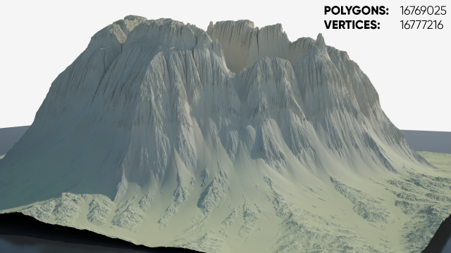 Highly detailed sci-fi rocky volcano with sand deposits Modelo 3D .c4d .max .obj .3ds .fbx .stl .blend 