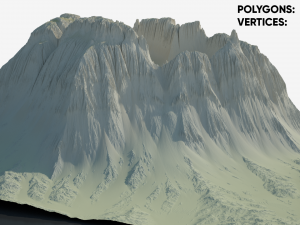 Highly detailed sci-fi rocky volcano with sand deposits 3D Model