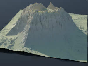 Highly detailed sci-fi rocky volcano with sand deposits Modelo 3D