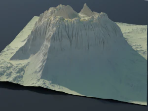 Vulc&atilde;o rochoso de fic&ccedil;&atilde;o cient&iacute;fica altamente detalhado com dep&oacute;sitos de areia Modelo 3D