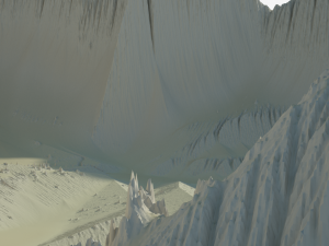 Highly detailed sci-fi rocky volcano with sand deposits Modelo 3D