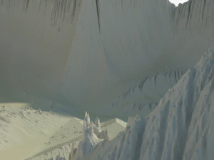 Vulc&atilde;o rochoso de fic&ccedil;&atilde;o cient&iacute;fica altamente detalhado com dep&oacute;sitos de areia Modelo 3D