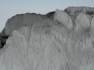 Vulc&atilde;o rochoso de fic&ccedil;&atilde;o cient&iacute;fica altamente detalhado com dep&oacute;sitos de areia Modelo 3D