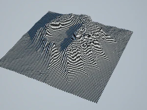 Vulc&atilde;o rochoso de fic&ccedil;&atilde;o cient&iacute;fica altamente detalhado com dep&oacute;sitos de areia Modelo 3D