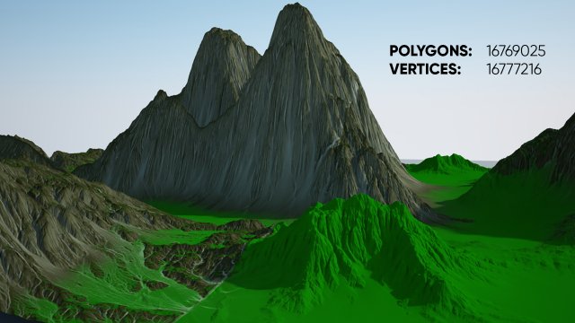 Mountain Terrain 3D Model .c4d .max .obj .3ds .fbx .stl .blend 