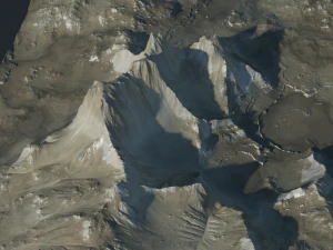 Montanha rochosa e vale altamente detalhados Modelo 3D