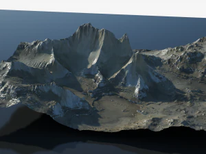 Montanha rochosa e vale altamente detalhados Modelo 3D