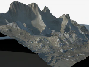 Montanha rochosa e vale altamente detalhados Modelo 3D