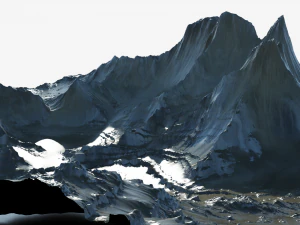 Montanha rochosa e vale altamente detalhados Modelo 3D
