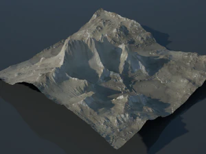 Montanha rochosa e vale altamente detalhados Modelo 3D