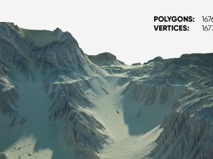 Highly detailed sci-fi desert terrain 3D Model