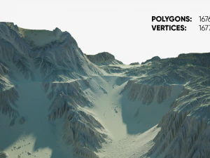 Highly detailed sci-fi desert terrain 3D Model