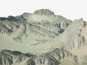 Terreno des&eacute;rtico de fic&ccedil;&atilde;o cient&iacute;fica altamente detalhado Modelo 3D