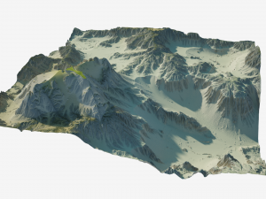 Highly detailed sci-fi desert terrain 3D Model