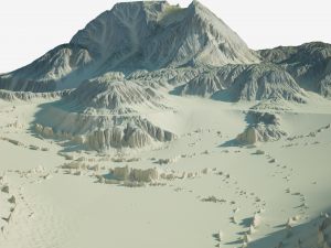 Highly detailed sci-fi desert terrain 3D Model
