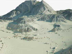 Terreno des&eacute;rtico de fic&ccedil;&atilde;o cient&iacute;fica altamente detalhado Modelo 3D