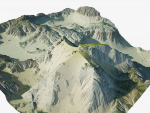 Terreno des&eacute;rtico de fic&ccedil;&atilde;o cient&iacute;fica altamente detalhado Modelo 3D