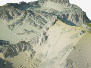 Highly detailed sci-fi desert terrain 3D Model