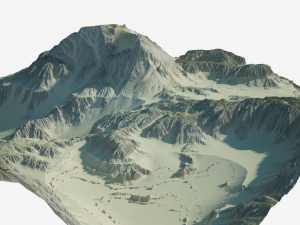 Highly detailed sci-fi desert terrain 3D Model