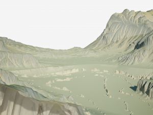 Highly detailed sci-fi desert terrain 3D Model