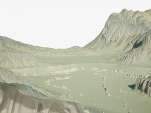 Terreno des&eacute;rtico de fic&ccedil;&atilde;o cient&iacute;fica altamente detalhado Modelo 3D